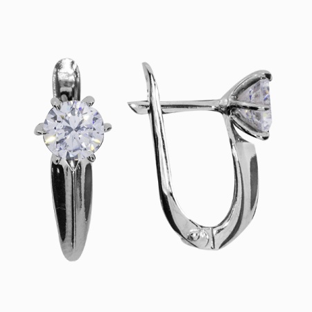 Серьги из серебра с фианитами со скидкой