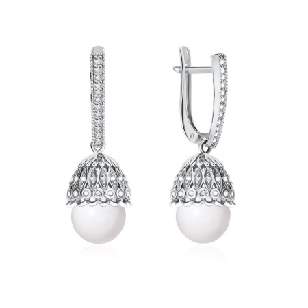 Серьги из серебра с агатами и фианитами со скидкой