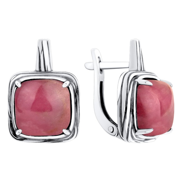 Серьги из серебра с родонитами в ювелирном интернет-магазине