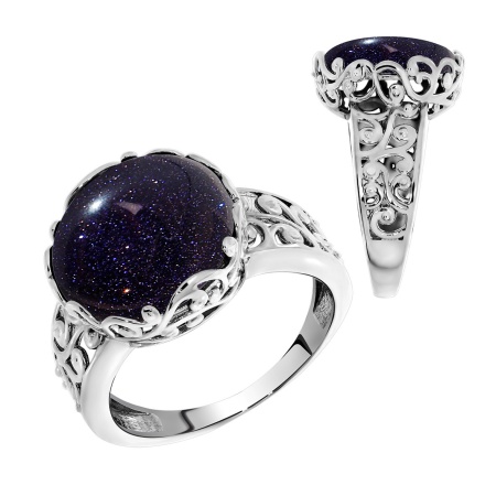 Купить кольцо из серебра с авантюрином в интернет-магазине KRASNOE