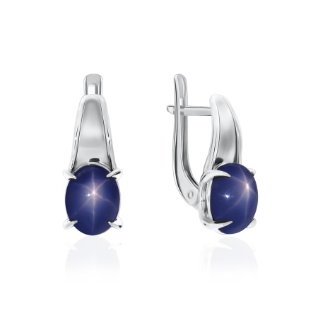 Серьги из серебра с сапфир звездчатыйами 2340940370-8 от KRASNOE, металл Серебро, вставка Сапфир Звездчатый