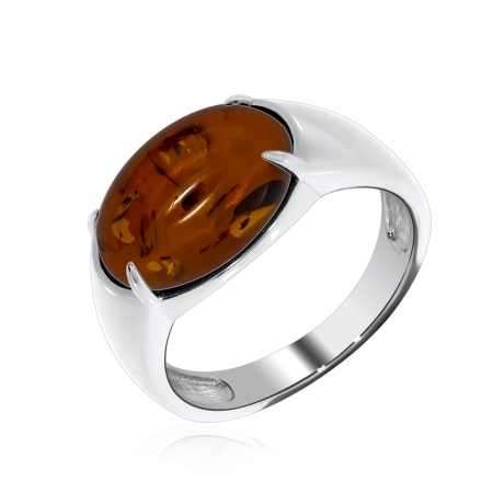 Кольцо из серебра с янтарём со скидкой