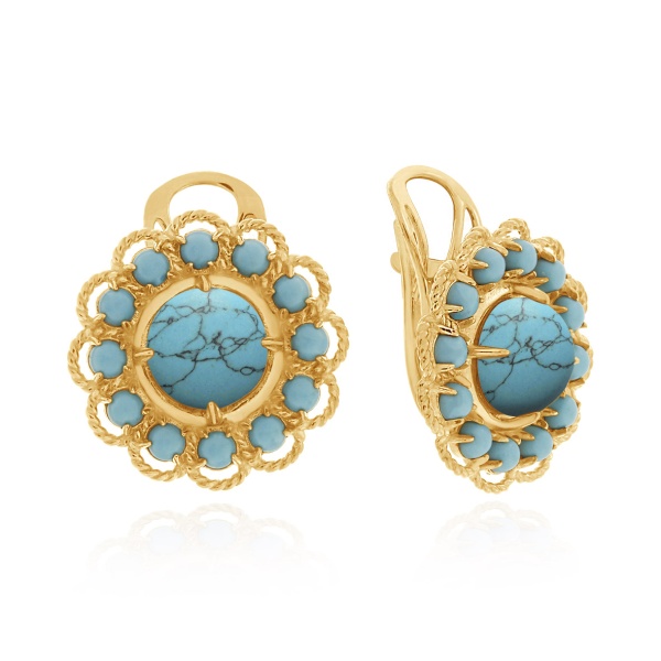 Серьги из серебра с бирюзой со скидкой