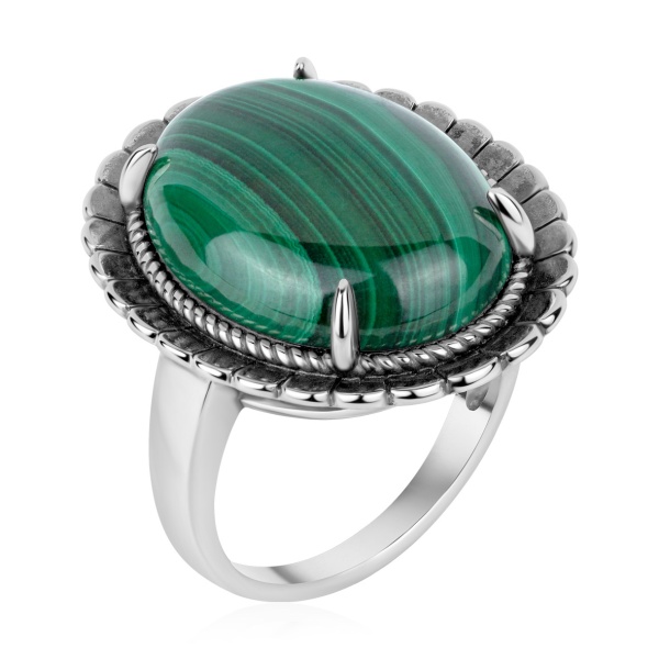 Купить кольцо из серебра с малахитом в интернет-магазине KRASNOE