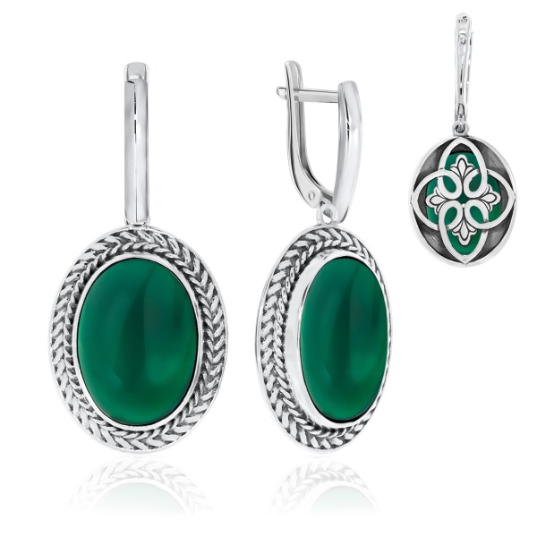 Серьги из серебра с агатом