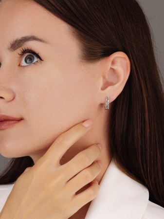 Серьги из серебра без вставок 2310405839 от KRASNOE, металл Серебро, вставка Без вставок