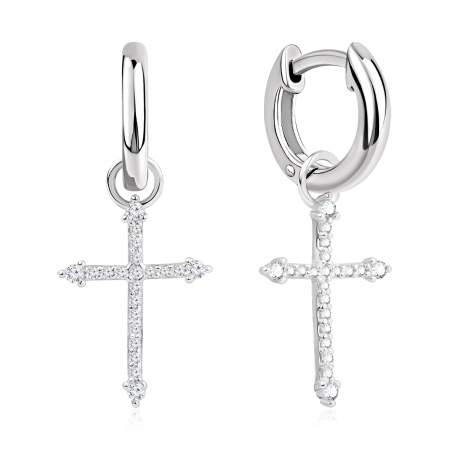 Серьги из серебра с фианитами 2340205603 от KRASNOE, металл Серебро, вставка Фианит