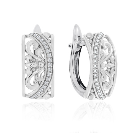 Серьги из серебра с фианитами со скидкой
