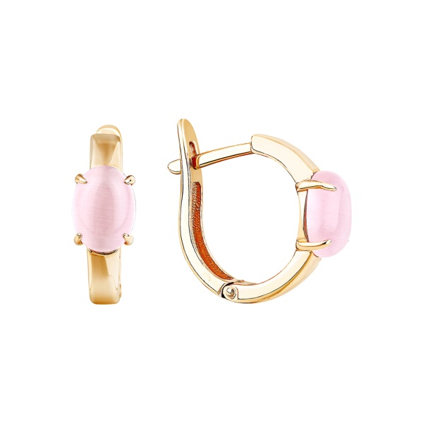 Серьги из серебра с кошачьим глазом 2320261878-30 от KRASNOE, металл Серебро, вставка Кошачий глаз