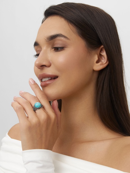 Купить кольцо из серебра с амазонитом в интернет-магазине KRASNOE