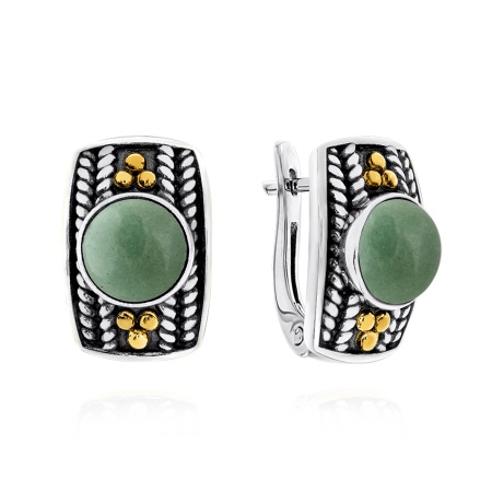 Серьги из серебра с авантюрином 2317361750-1-60 от KRASNOE, металл Серебро, вставка Авантюрин Натур.