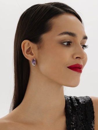 Серьги из серебра с чароитами