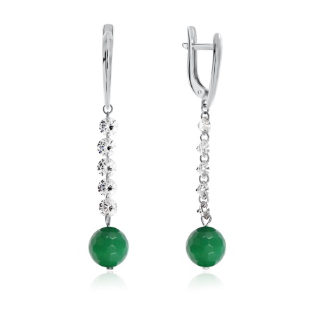 Серьги из серебра с агатами и фианитами 2340390624-60 от KRASNOE, металл Серебро, вставка Агат