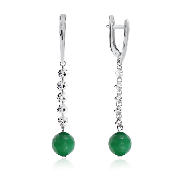 Серьги из серебра с агатами и фианитами 2340390624-60 от KRASNOE, металл Серебро, вставка Агат