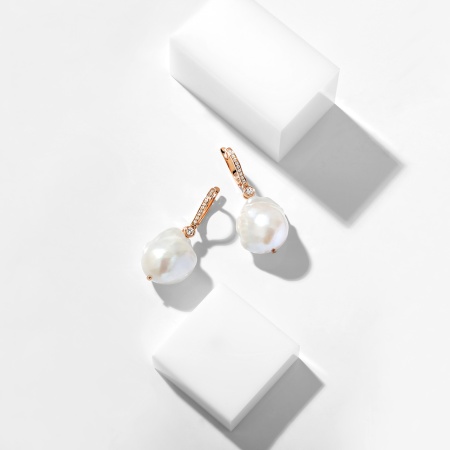 Серьги из золота с жемчугом и бриллиантами pearl luxury 2149772759 от KRASNOE, металл Золото, вставка Жемчуг