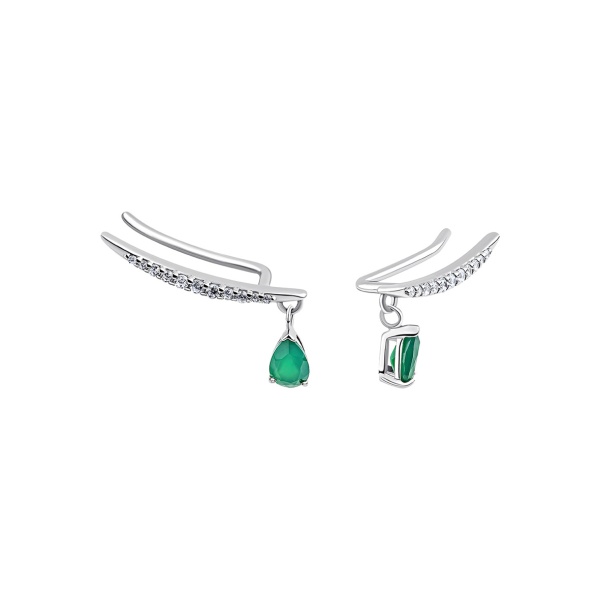 Серьги из серебра с агатами и фианитами