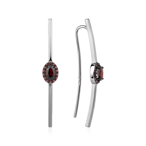 Серьги из серебра с гранатами и ситаллами в ювелирном интернет-магазине