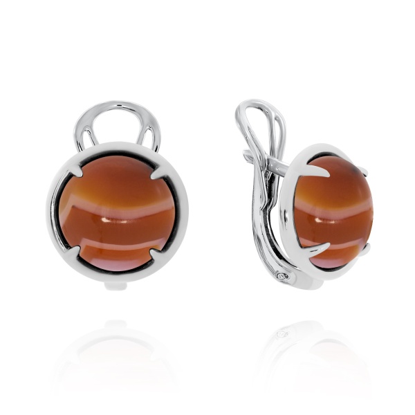 Серьги из серебра с сердоликами 2340681829 от KRASNOE, металл Серебро, вставка Сердолик