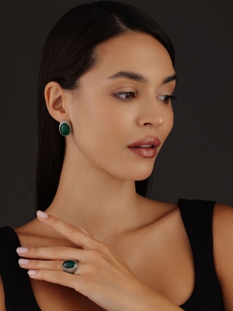 Серьги из серебра с агатами