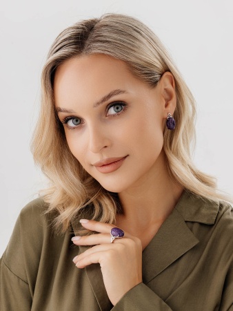 Купить кольцо из серебра с чароитом в интернет-магазине KRASNOE