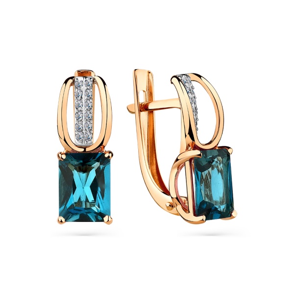 Серьги из золота 02-3-456-1101-011 от KRASNOE, металл Золото, вставка Топаз London