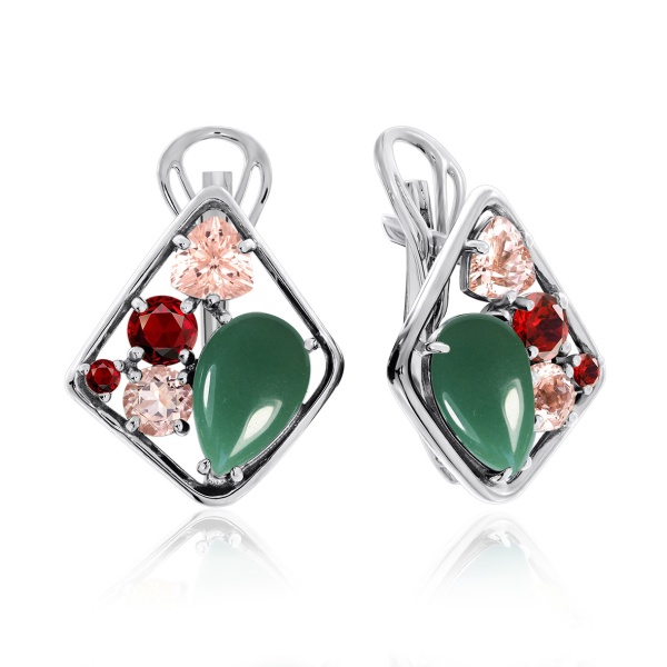 Серьги из серебра с авантюрином 2340361179-1-60 от KRASNOE, металл Серебро, вставка Авантюрин Натур.