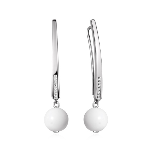 Серьги из серебра с агатами и фианитами в ювелирном интернет-магазине