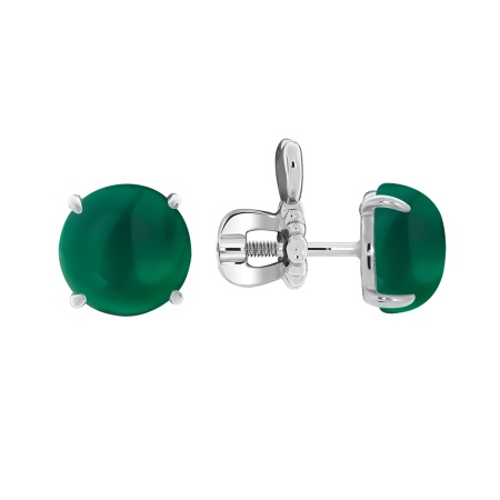 Пусеты из серебра с агатами