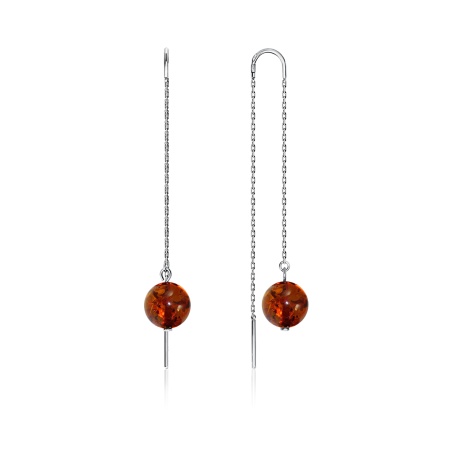 Серьги из серебра с янтарём 2340480710-2 от KRASNOE, металл Серебро, вставка Янтарь