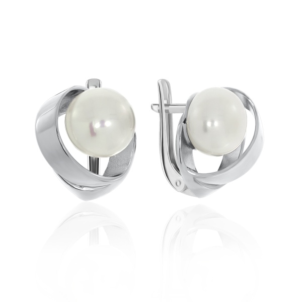 Серьги из серебра с жемчугами 2340050846 от KRASNOE, металл Серебро, вставка Жемчуг