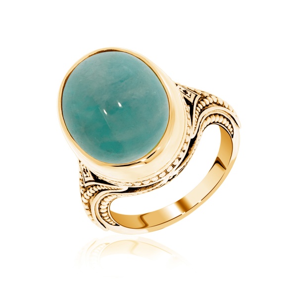 Купить кольцо из серебра с амазонитом и фианитами в интернет-магазине KRASNOE