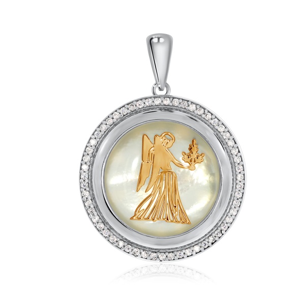 Купить подвеска из серебра с перламутром и фианитами