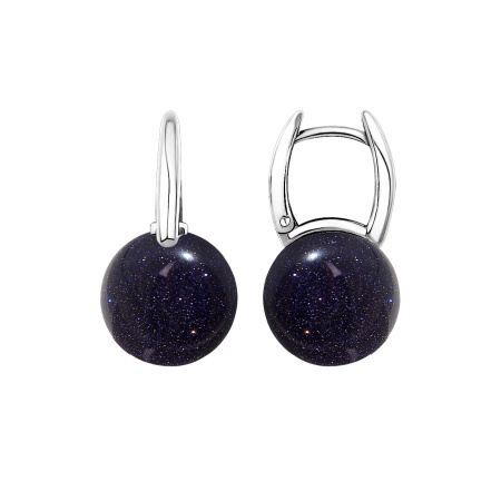 Серьги из серебра с синтетическими авантюринами 2340364318-80 от KRASNOE, металл Серебро, вставка Авантюрин Натур.