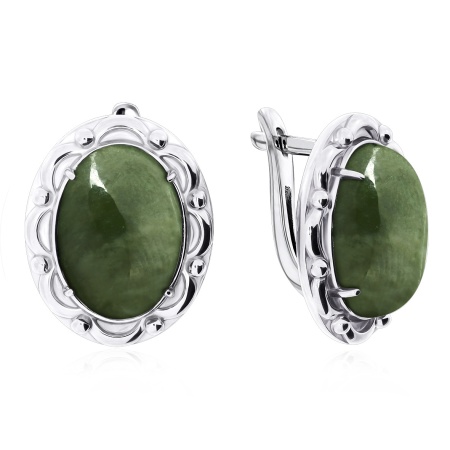 Серьги из серебра с нефритами