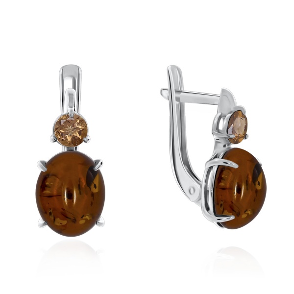 Серьги из серебра с янтарем