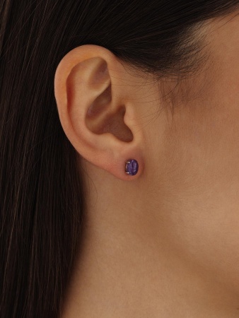 Пусеты из серебра с чароитами