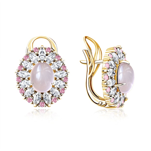 Серьги из серебра с кварцем и фианитами в ювелирном интернет-магазине