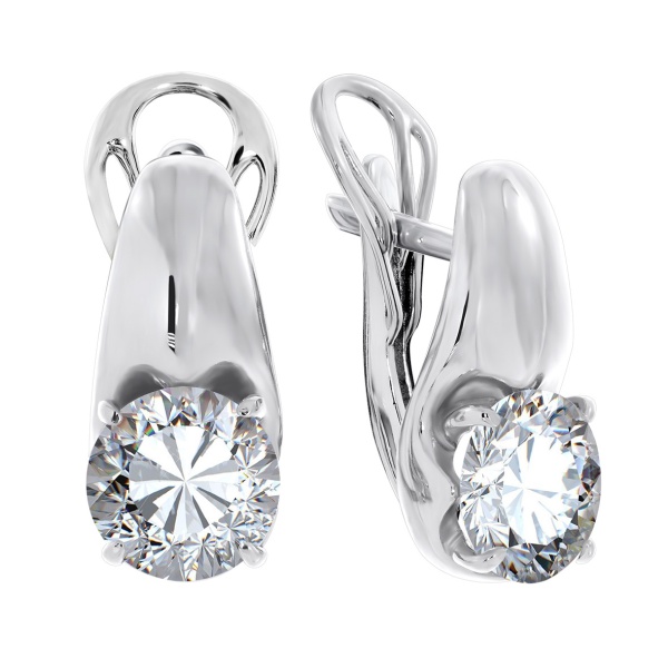 Серьги из серебра с фианитом swarovski со скидкой