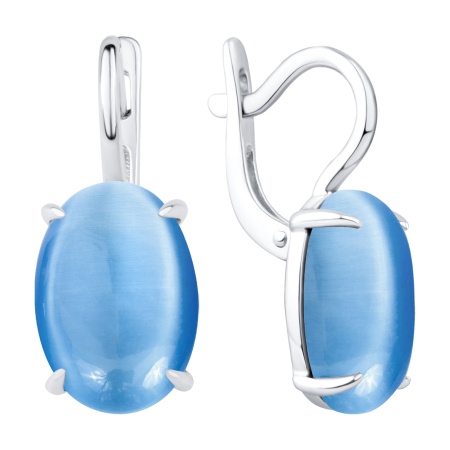 Серьги из серебра с кошачим глазом  2340265978-70 от KRASNOE, металл Серебро, вставка Кош. глаз гол. синт.