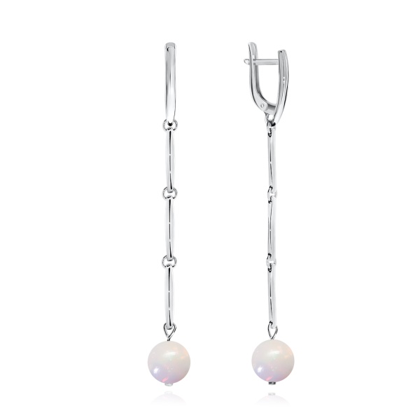 Серьги из серебра с опалами 2340340748 от KRASNOE, металл Серебро, вставка Опал Натур.