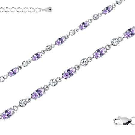 Купить браслет из серебра с фианитами и аметистами