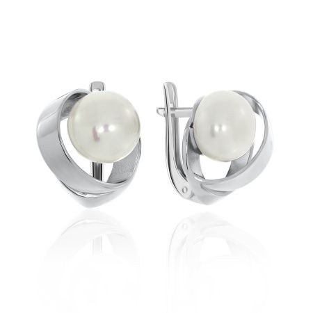Серьги из серебра с жемчугом 2340050846 от KRASNOE, металл Серебро, вставка Жемчуг