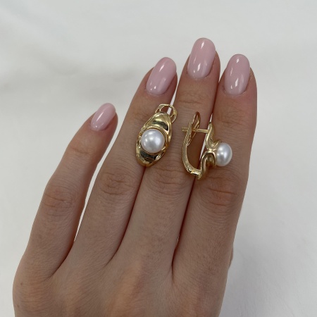 Серьги из серебра с жемчугами 2320050836 от KRASNOE, металл Серебро, вставка Жемчуг