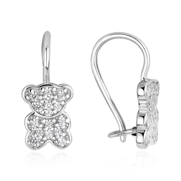 Серьги из серебра с фианитом