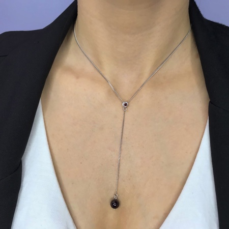 Колье из серебра с фианитом и гранатом 8340823231-40