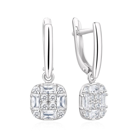 Серьги из серебра с фианитами