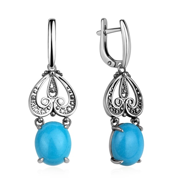 Серьги из серебра с бирюзой в ювелирном интернет-магазине