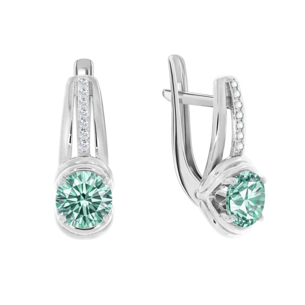 Серьги из серебра с муассанитом 2340970995-78 от KRASNOE, металл Серебро, вставка Муассанит