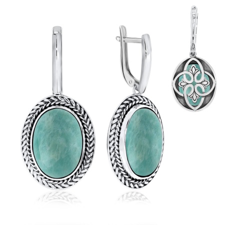 Серьги из серебра с амазонитами со скидкой