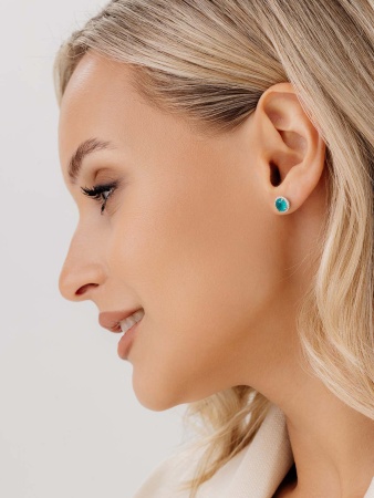 Пусеты из серебра с турмалином синт.